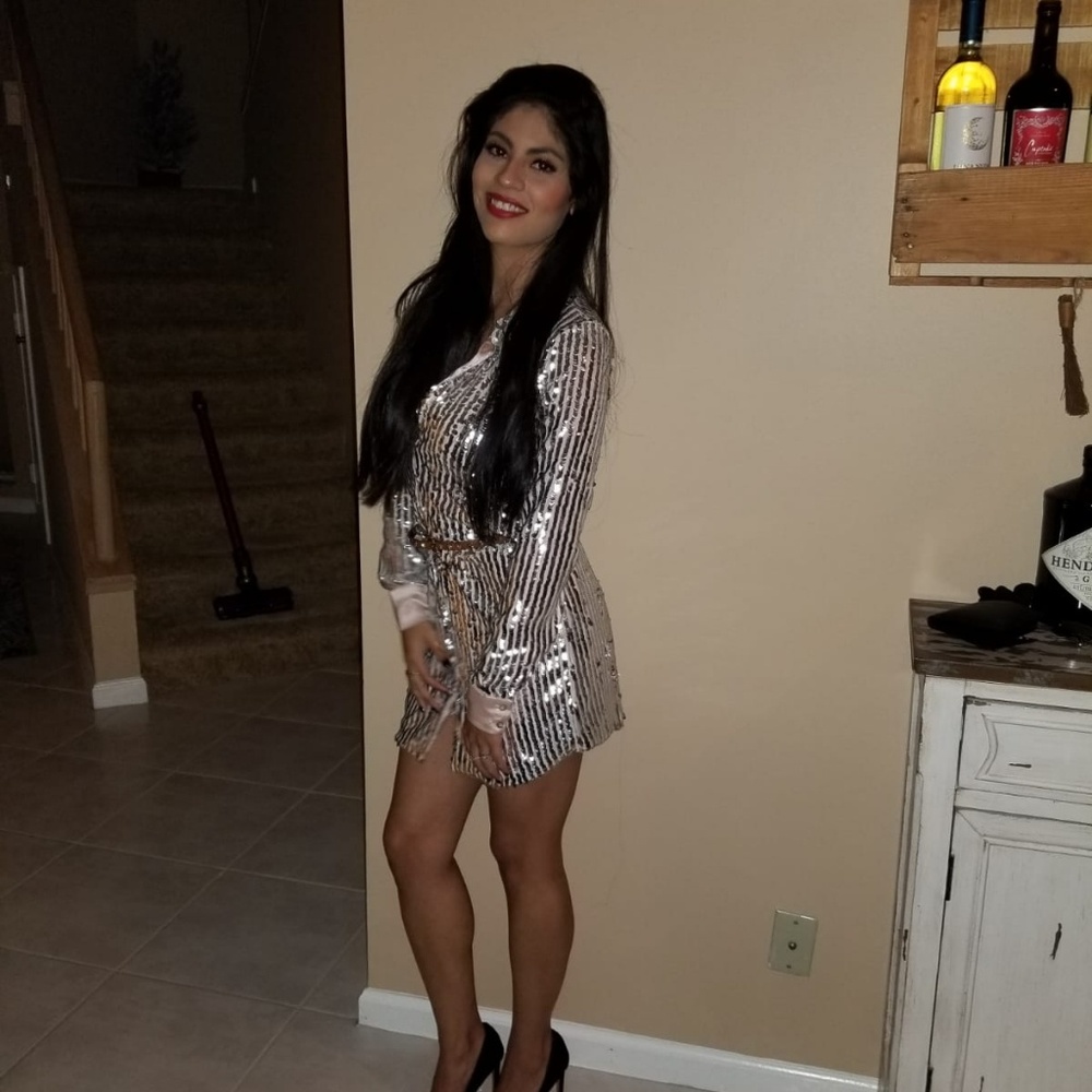 Sequin collar shirt dress